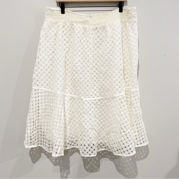 SUNDANCE Lyonnette Skirt Ivory 101252 Coastal Beachy Boho Preppy Neutral Size XL - Picture 6 of 10